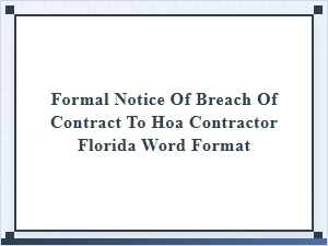 Notice of Breach of Contract for Florida Hoa Contractors