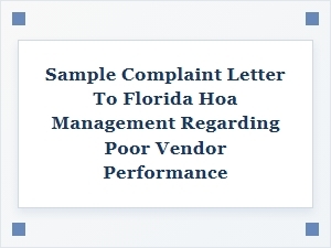 Sample Complaint Letter to Florida Hoa About Poor Vendors