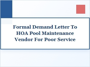 Formal Demand Letter to Hoa Pool Vendor for Poor Service